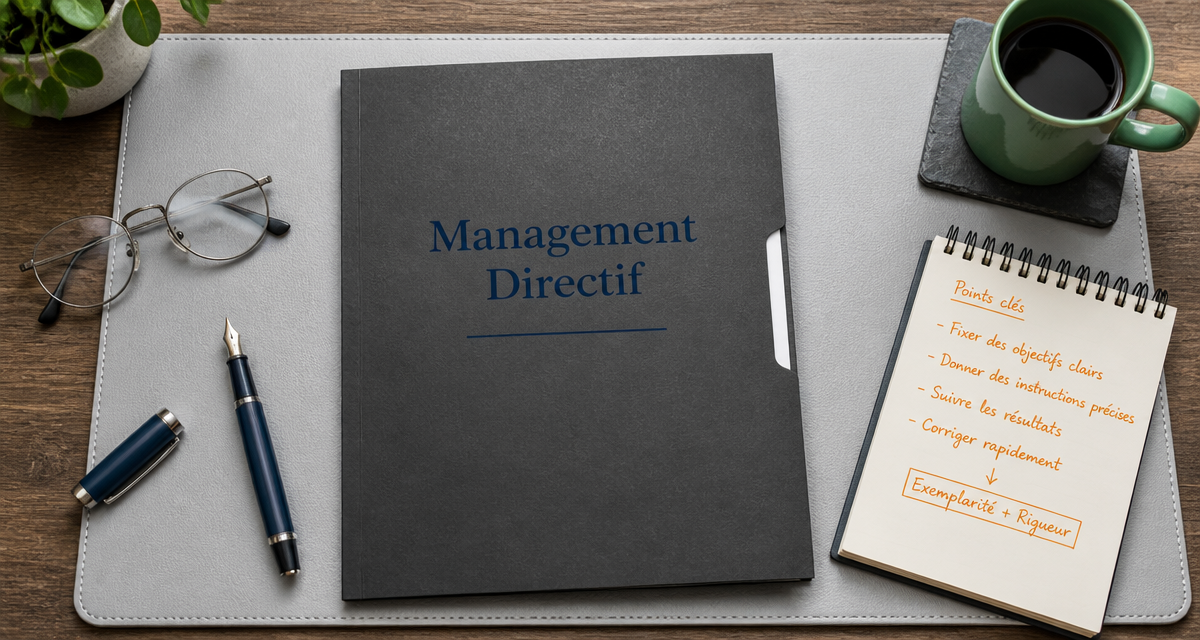 bureau management directif avec dossier et accessoires