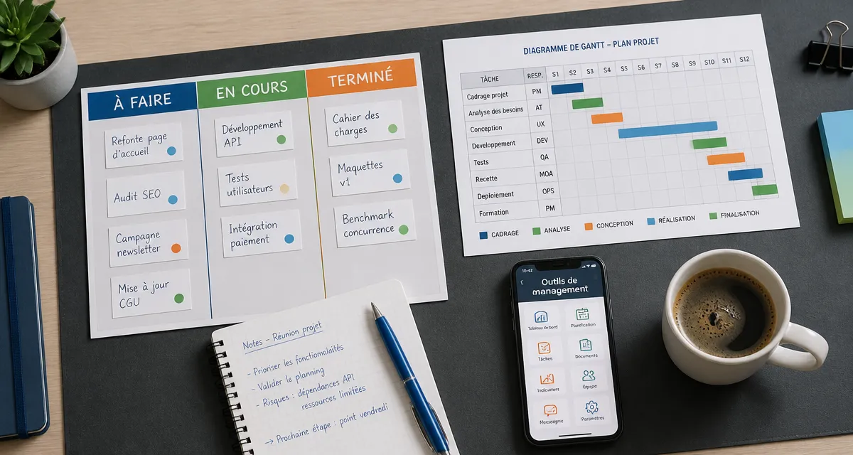 outils de management sur bureau moderne