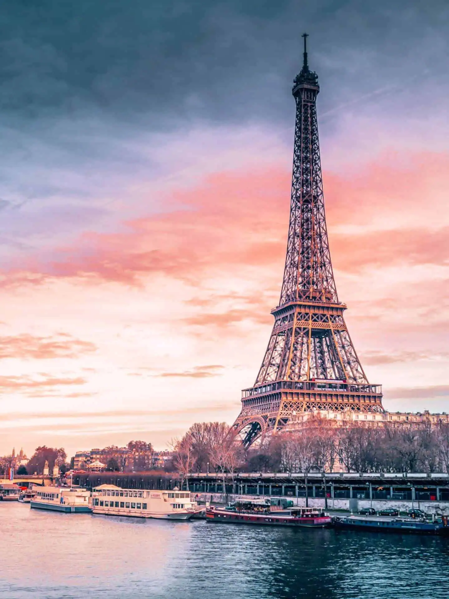 The Eiffel Tower at sunset
