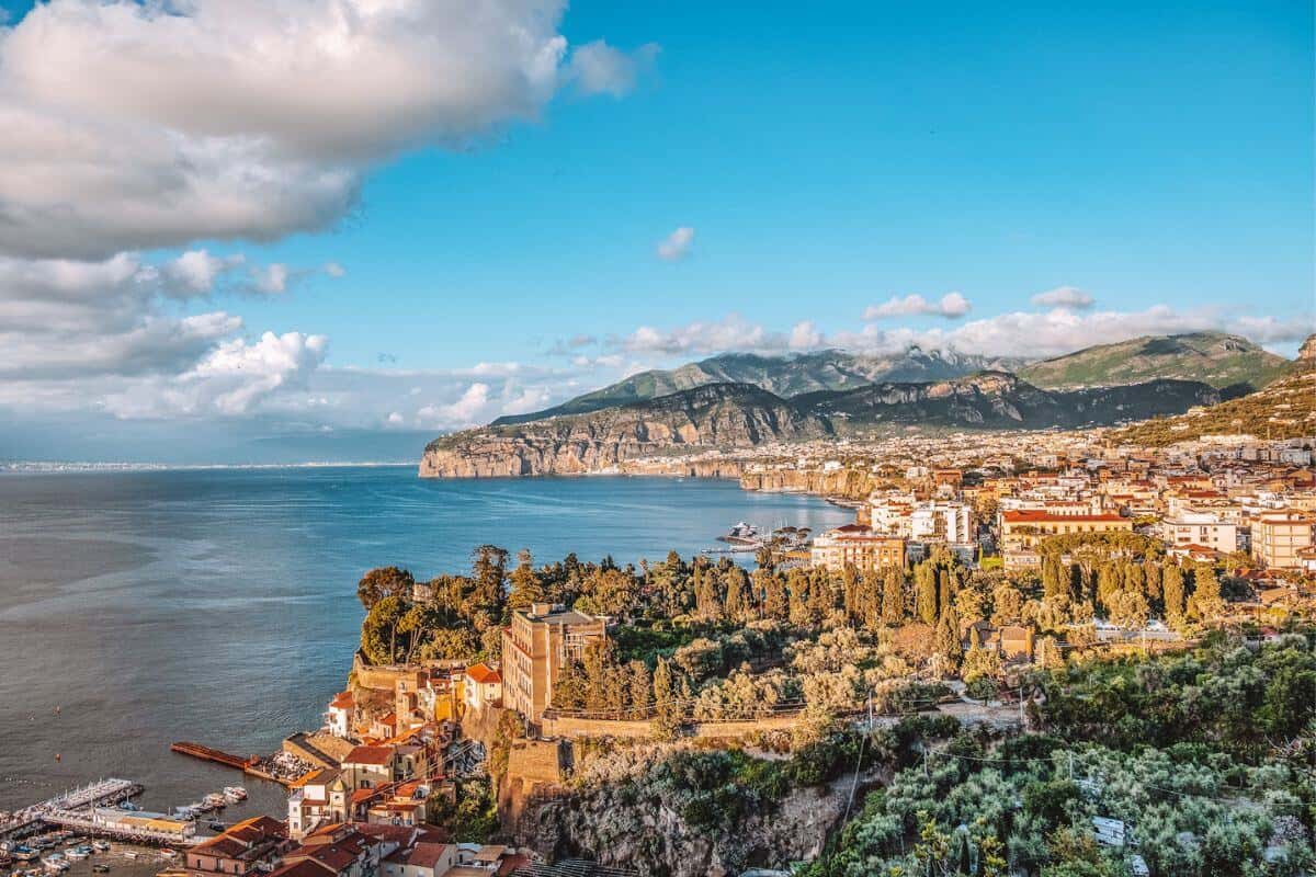 A view across a town on the Italian coast