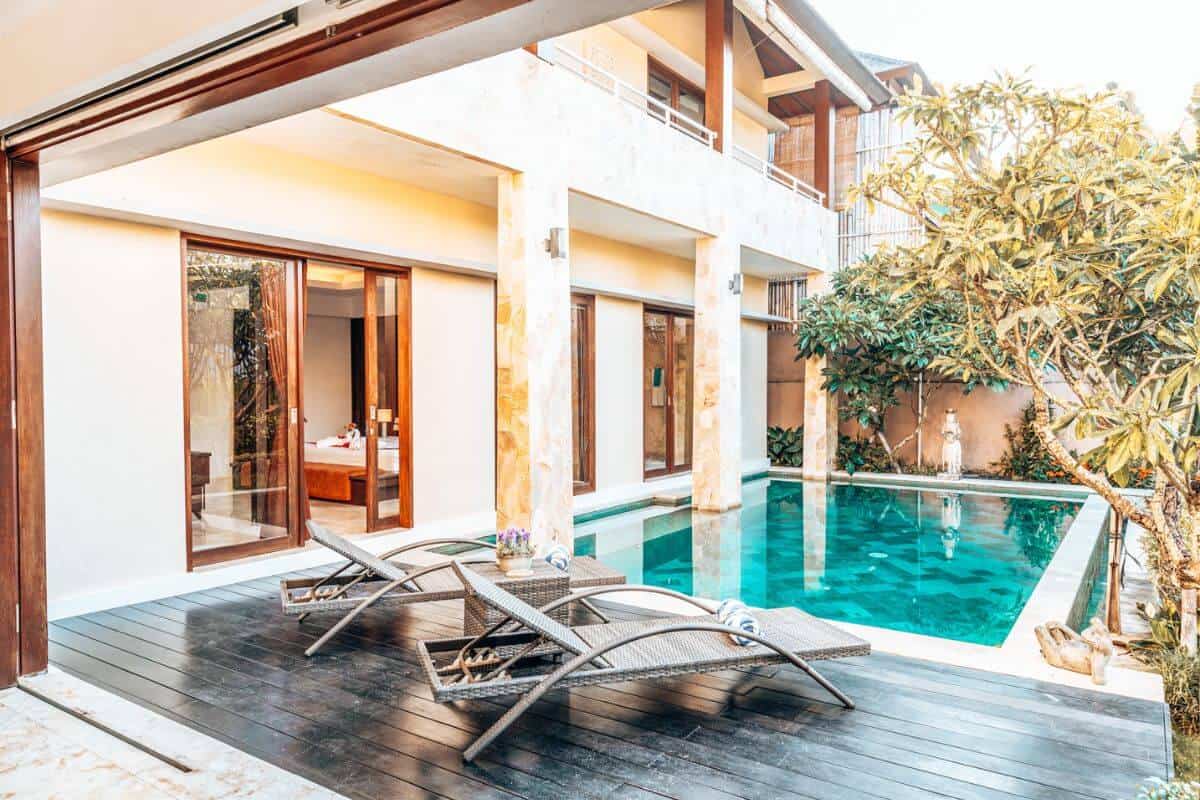 A luxury villa in Bali with a small private pool