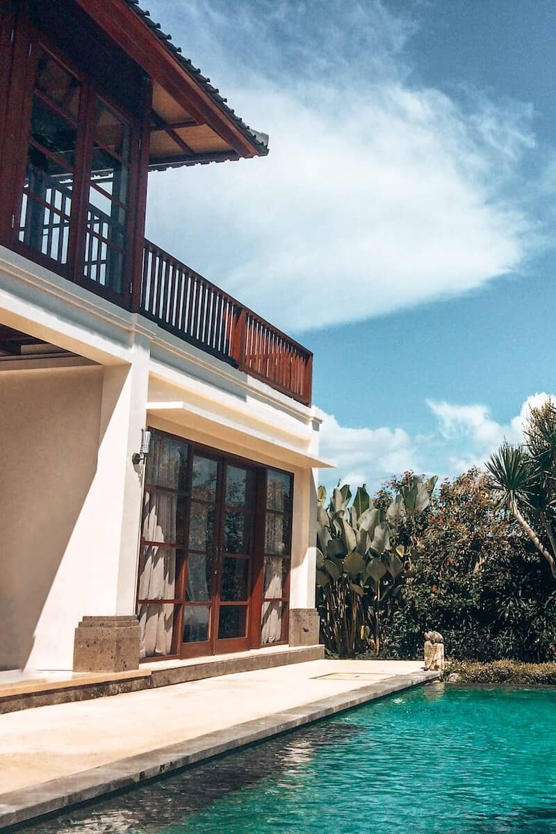 A traditional villa with a private pool in Bali