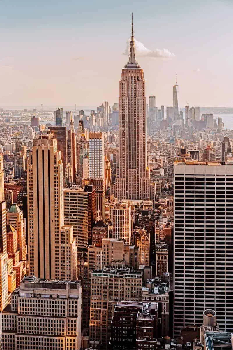 A view across the city towards the Empire State building in New York