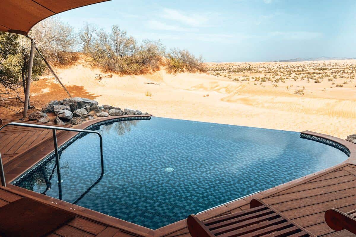 A pool in a private villa in the middle of the desert in the United Arab Emirates
