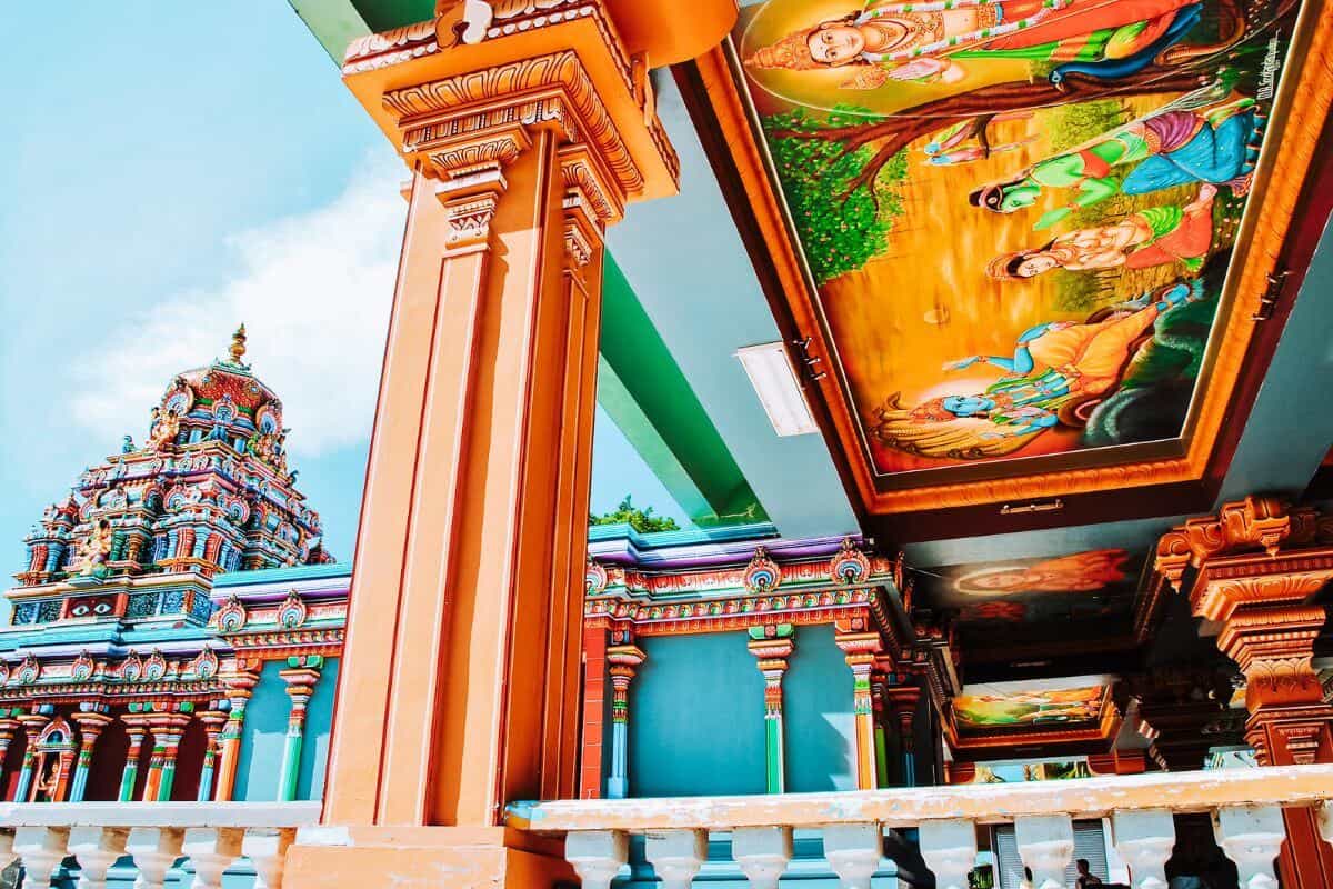 A vibrantly bright and colourful Hindu temple in Nadi, Fiji