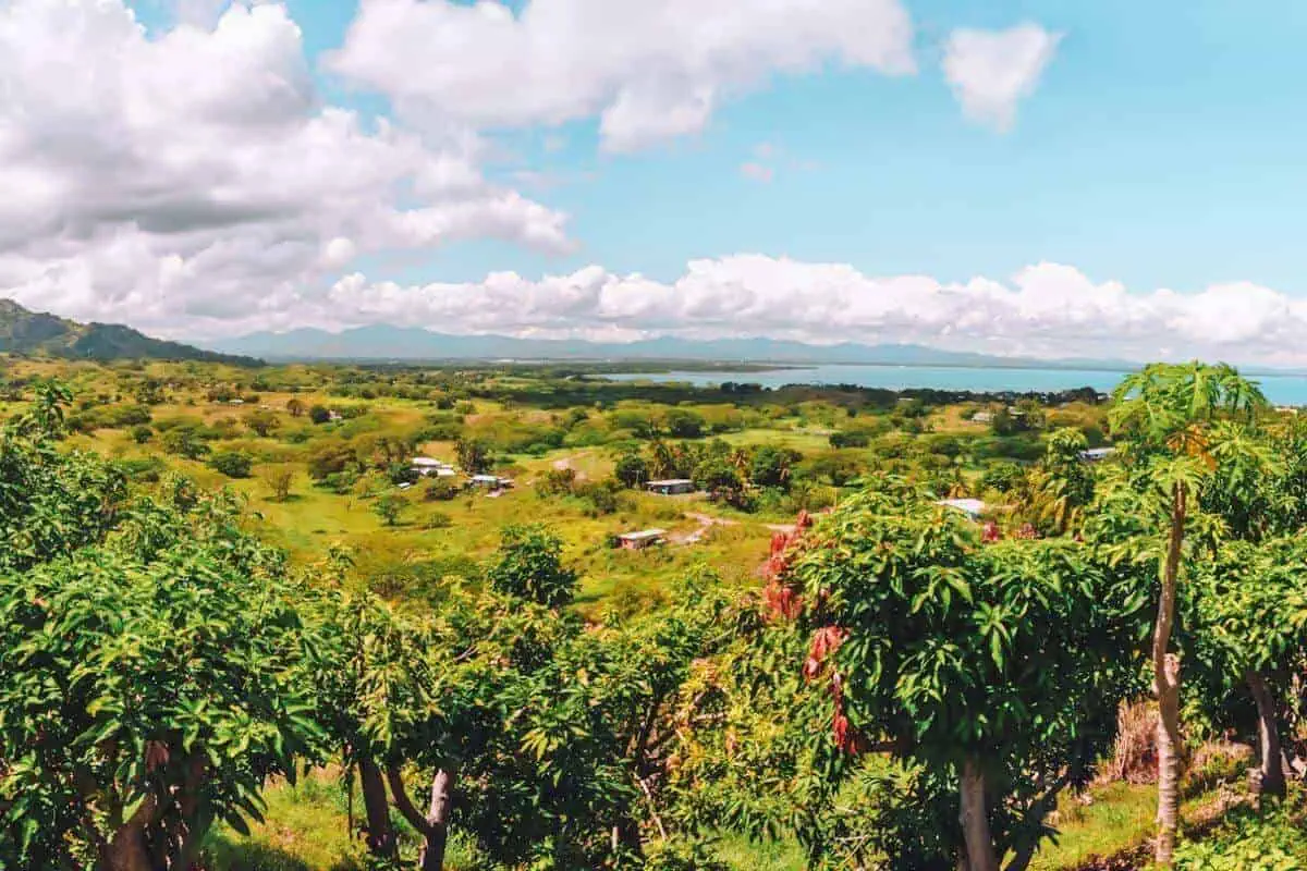 A view across rural, tropical landscapes in Viti Levu island in Fiji