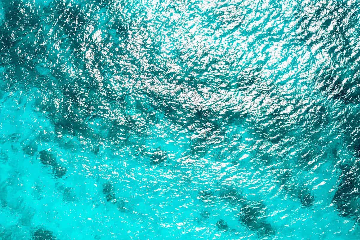 An aerial view of turquoise sea