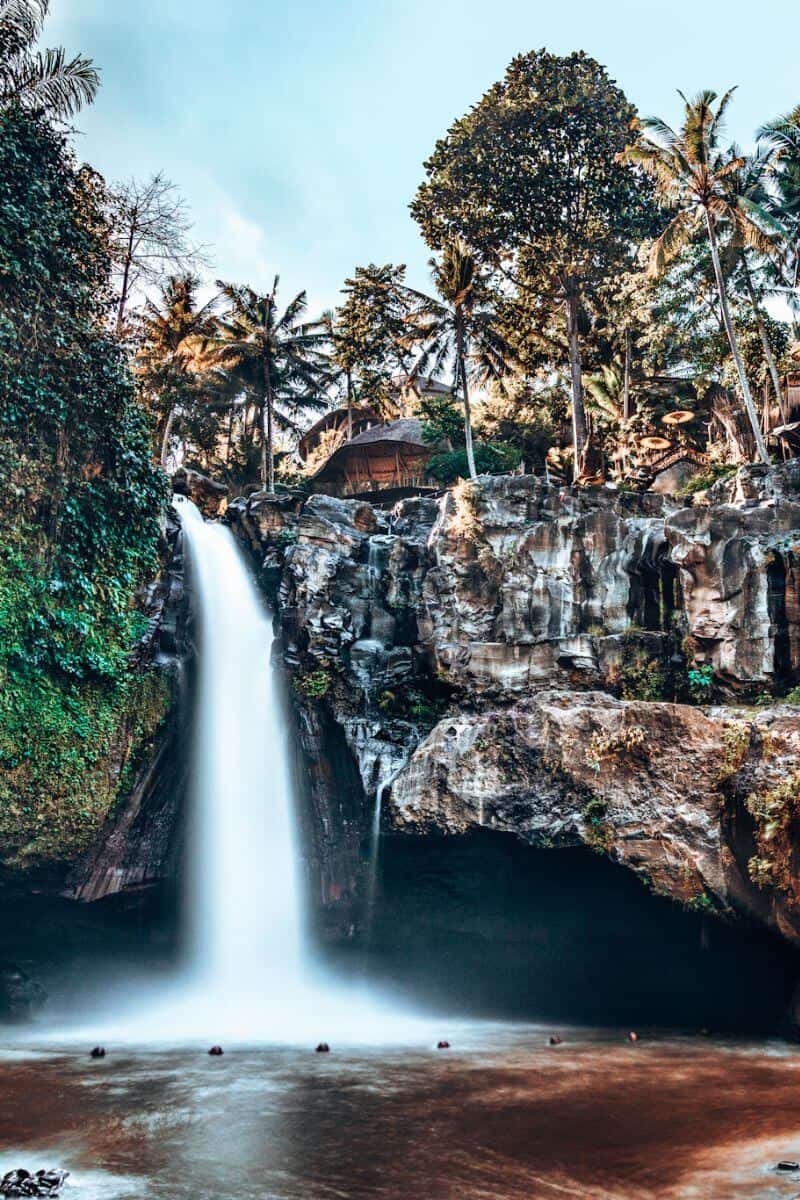 Close up of Tegenungan waterfall in Bali