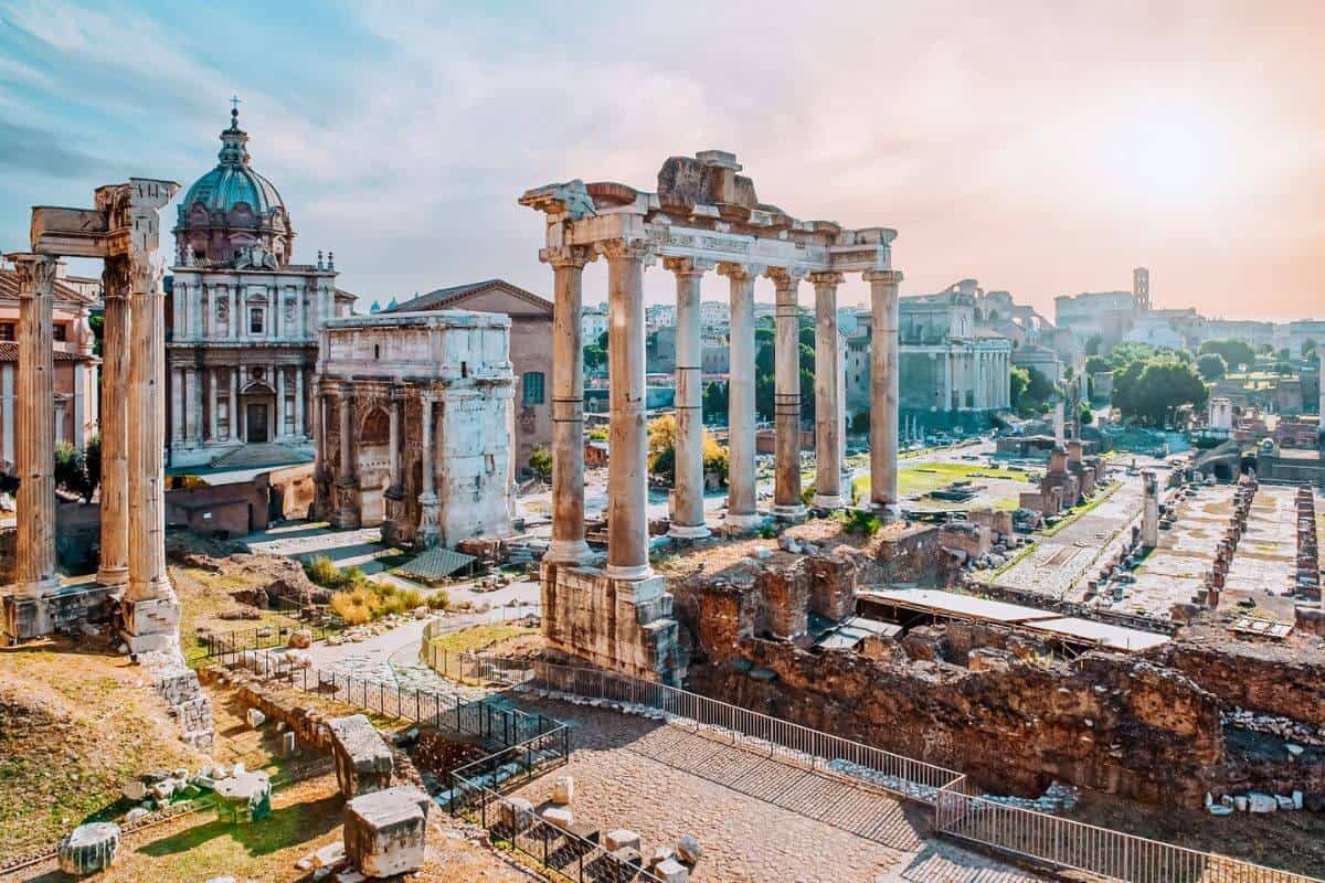 Roman ruins in the city of Rome