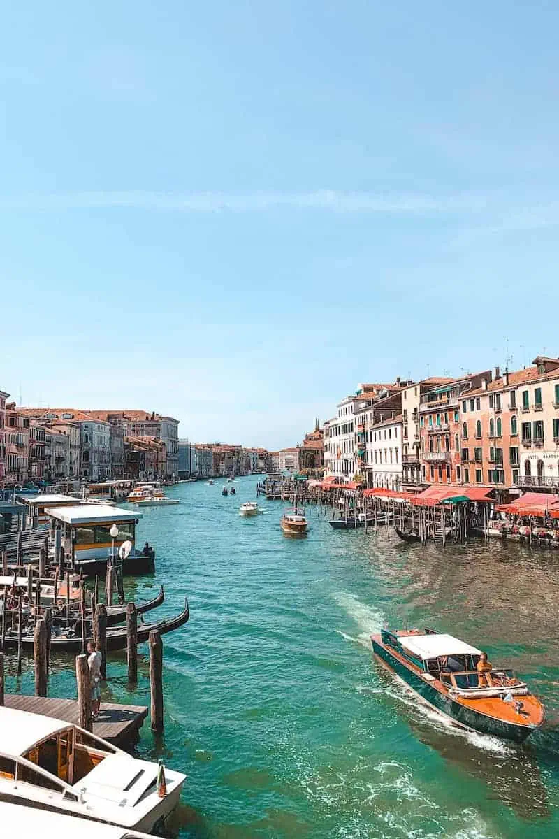 A view across the Grand Canal in Venice on a sunny summer day