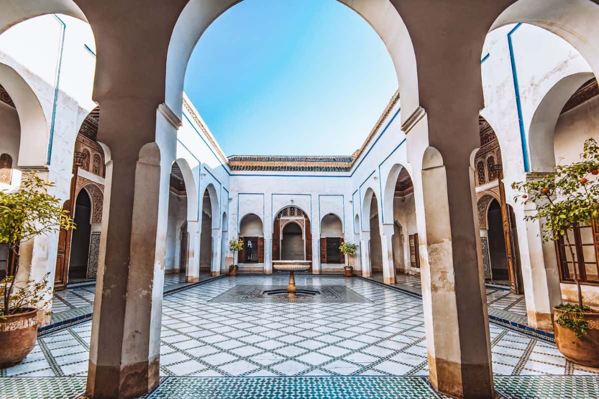 A palace courtyard in Marrakesh, Morocco