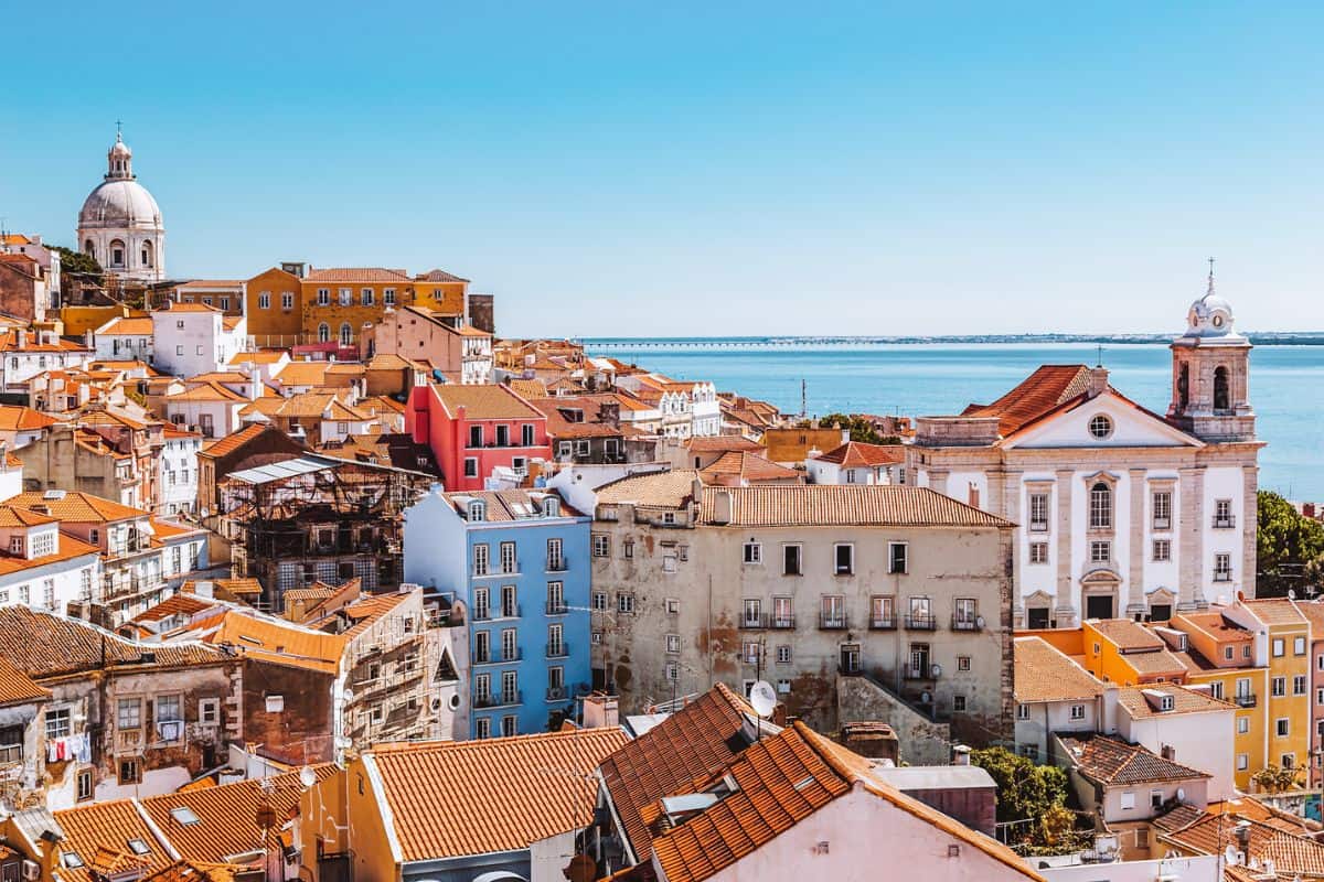 A view across the golden city of Lisbon in Portugal