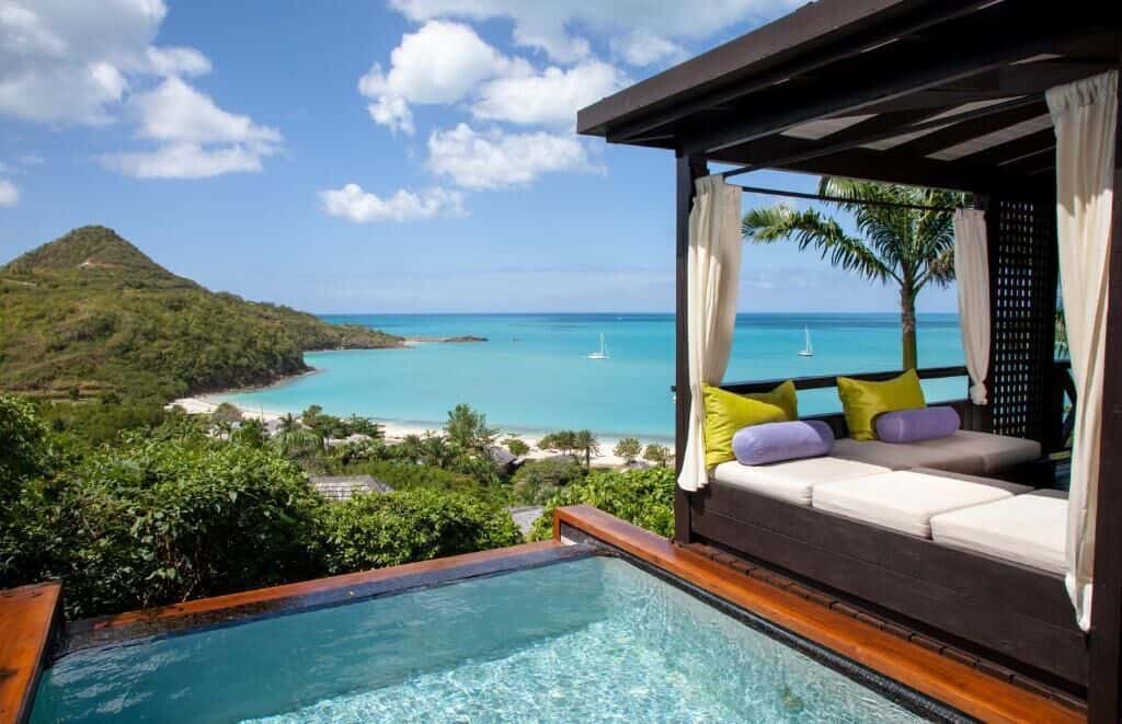 A private pool overlooking the Caribbean Sea
