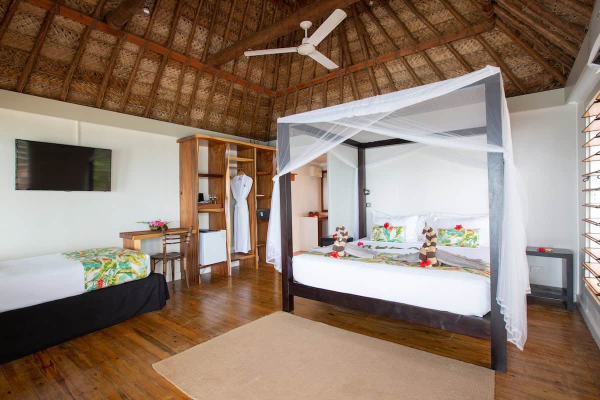 The interior of a villa at Octopus Resort in Fiji