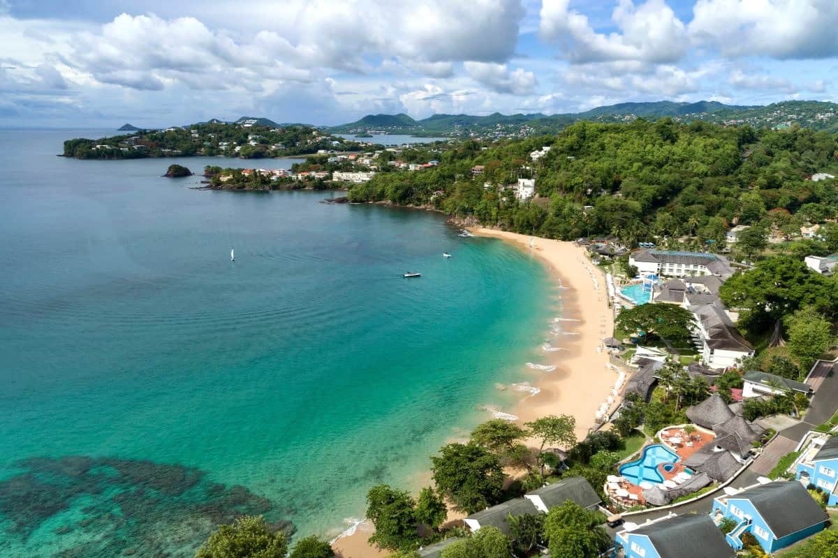 A resort set around a beautiful bay in St Lucia