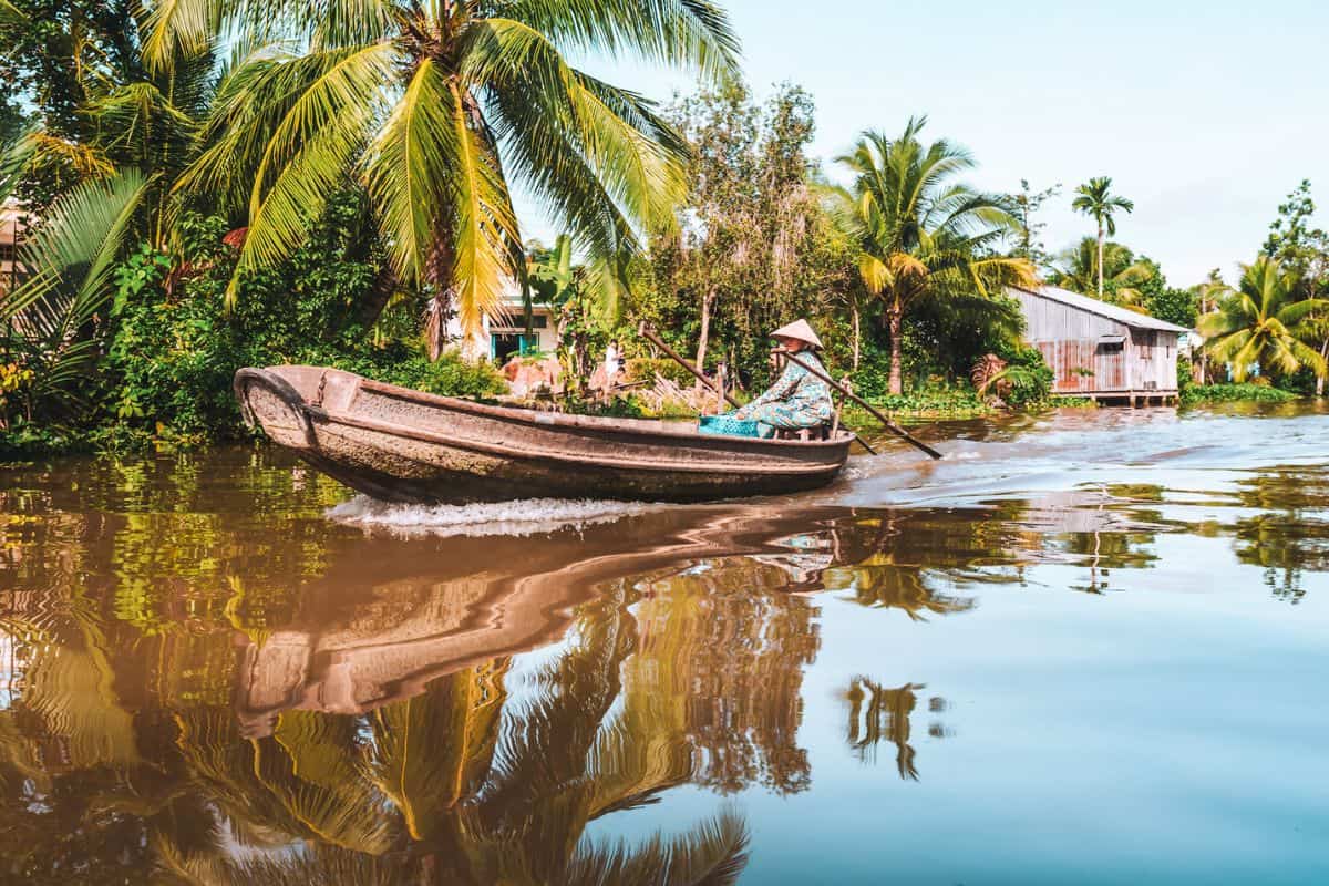 A traditional boat in the Mekong Delta in Vietnam