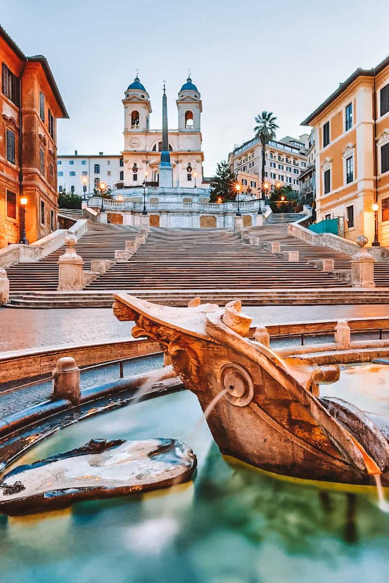 The Spanish Steps in Rome at dusk when nobody is around