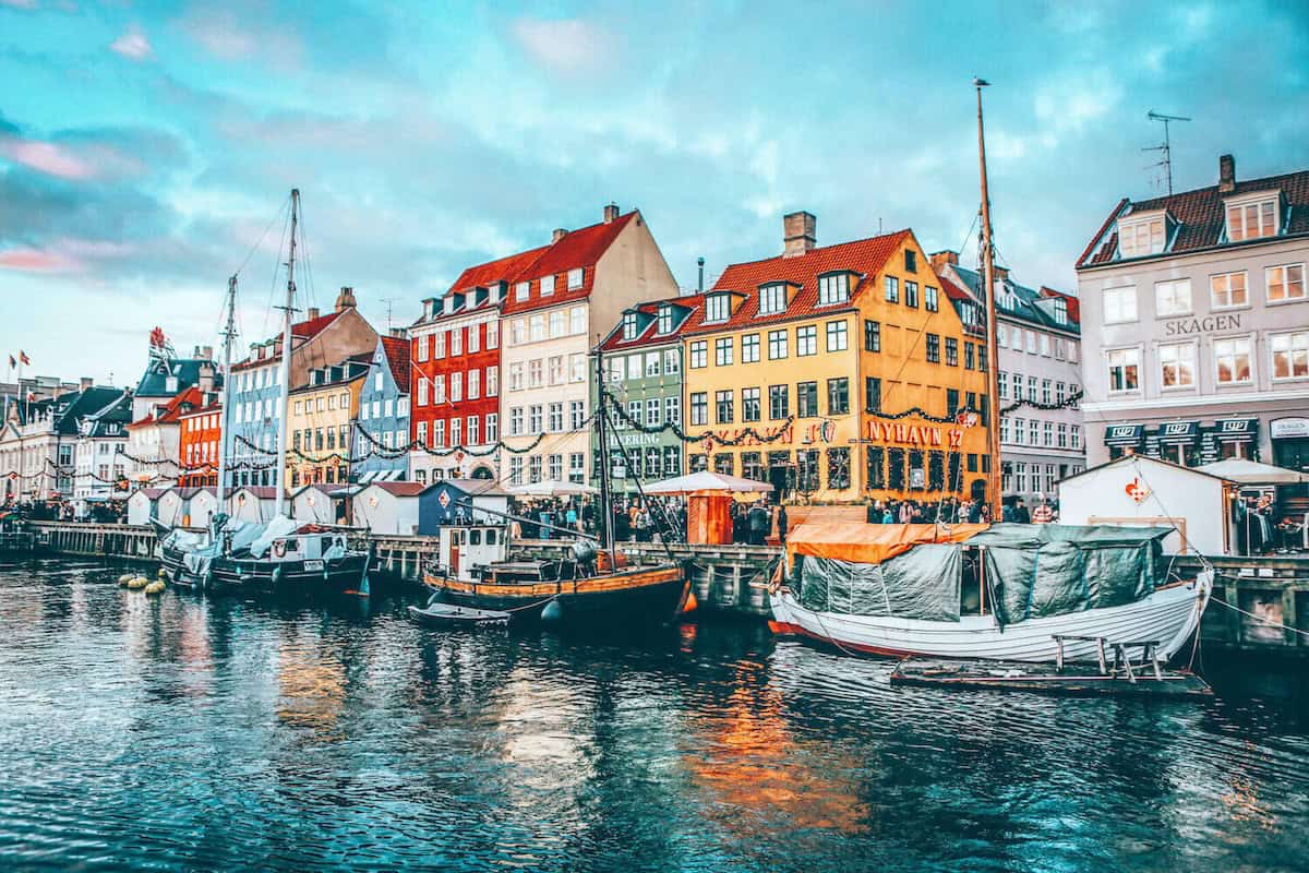 Colourful buildings on the waterfront in Copenhagen, Denmark