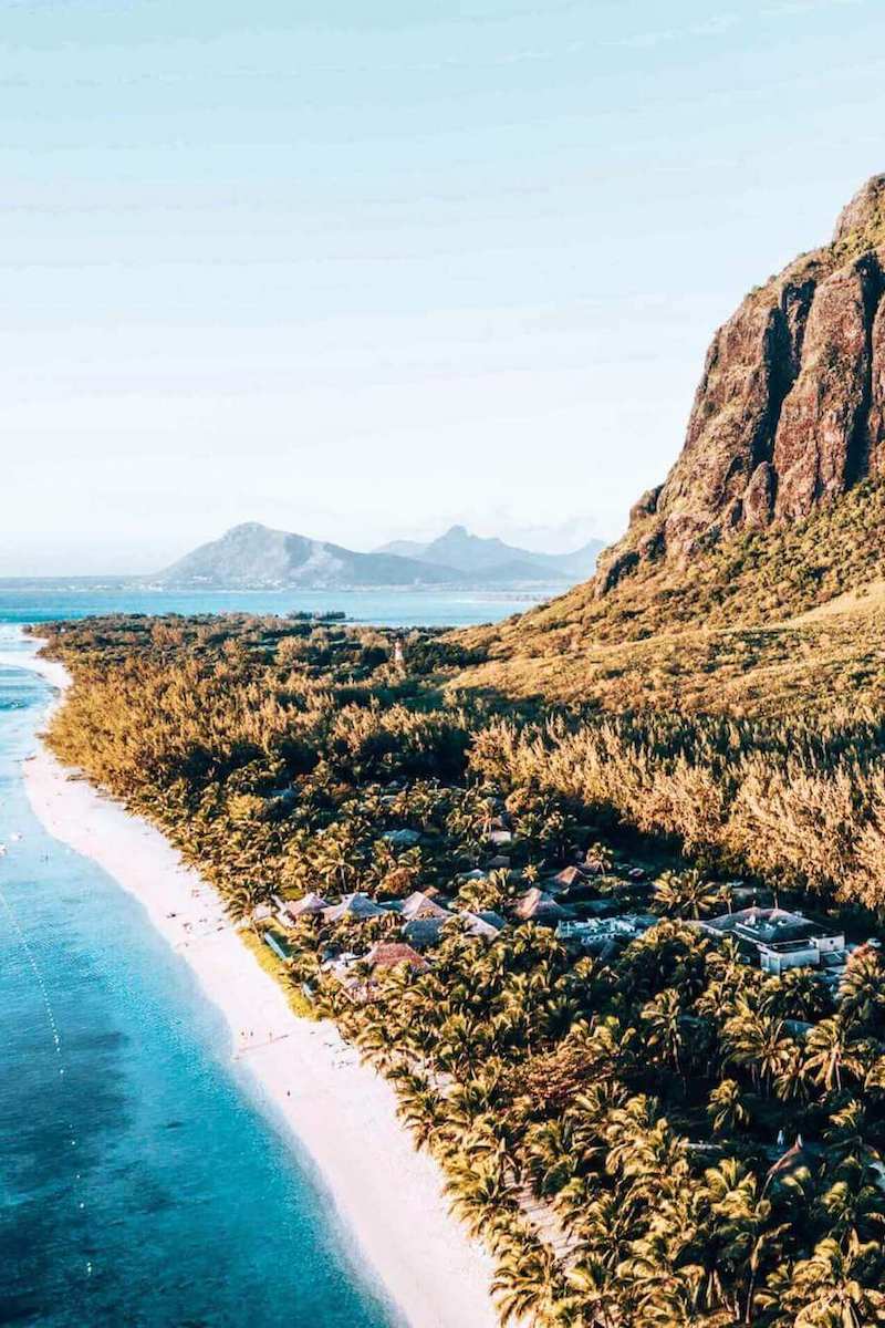 The tropical coastline of Mauritius