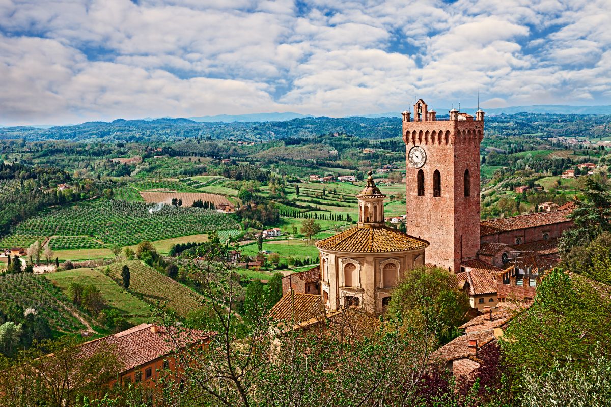 A viewpoint across rural scenery in San Miniato, Tuscany