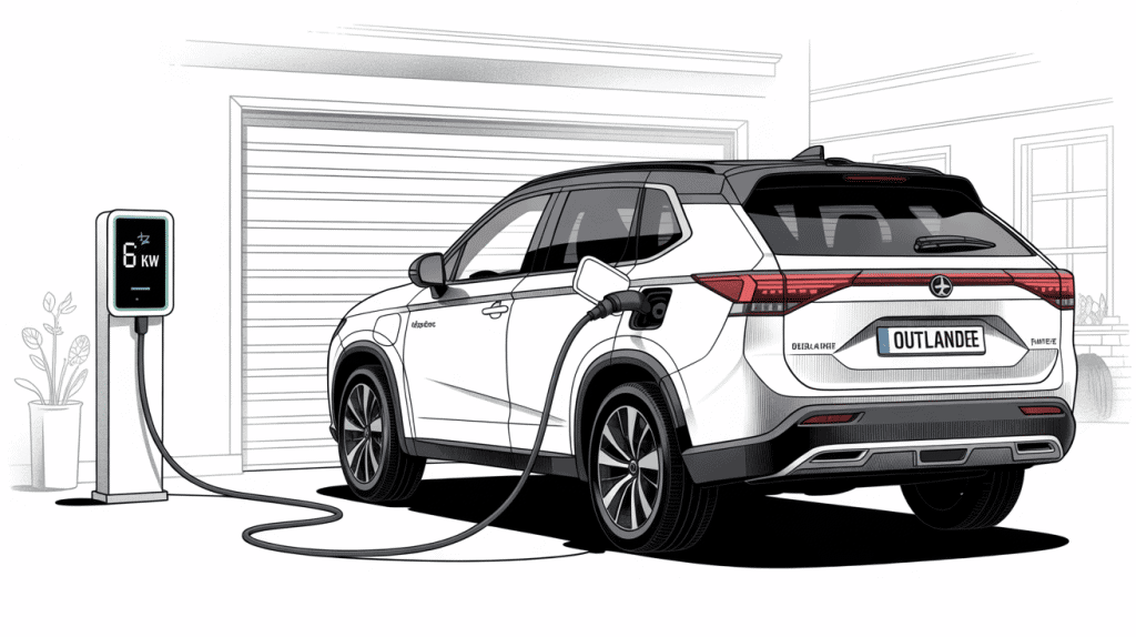 batterie outlander phev ne recharge que 6 kw à la borne garage illustration