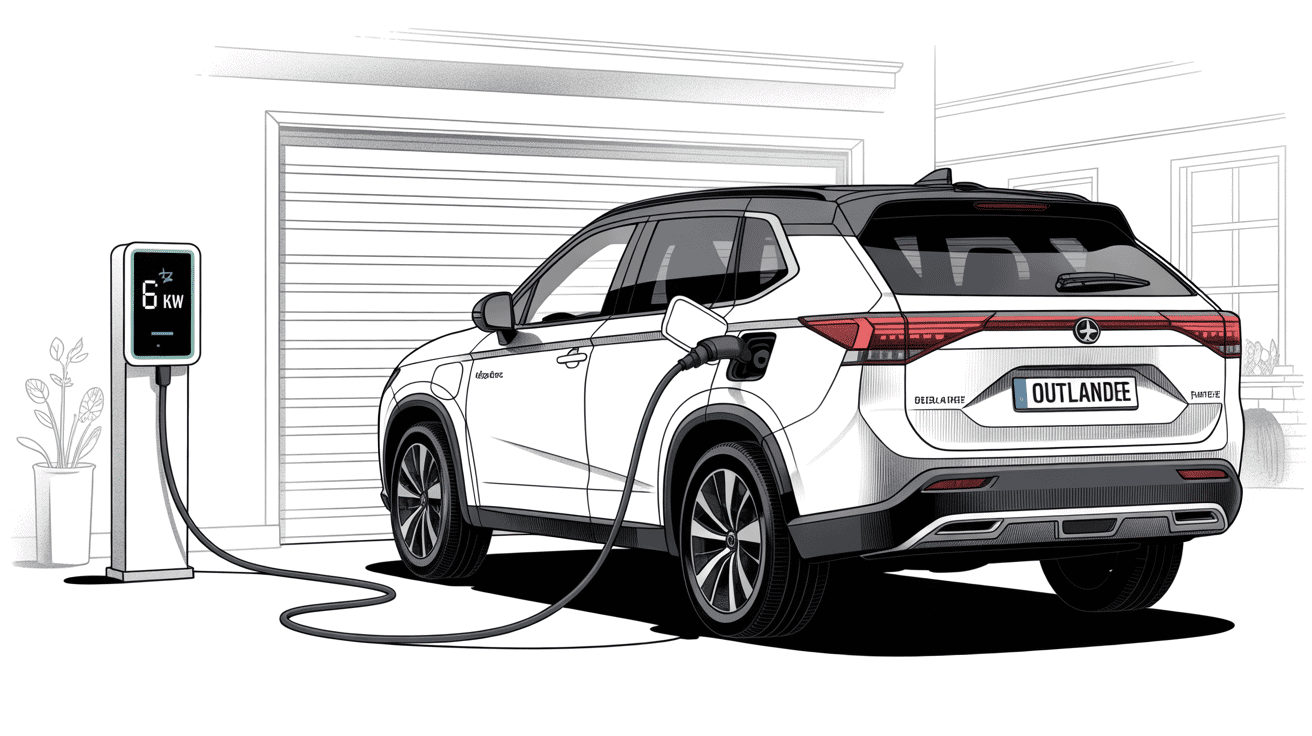 batterie outlander phev ne recharge que 6 kw à la borne garage illustration