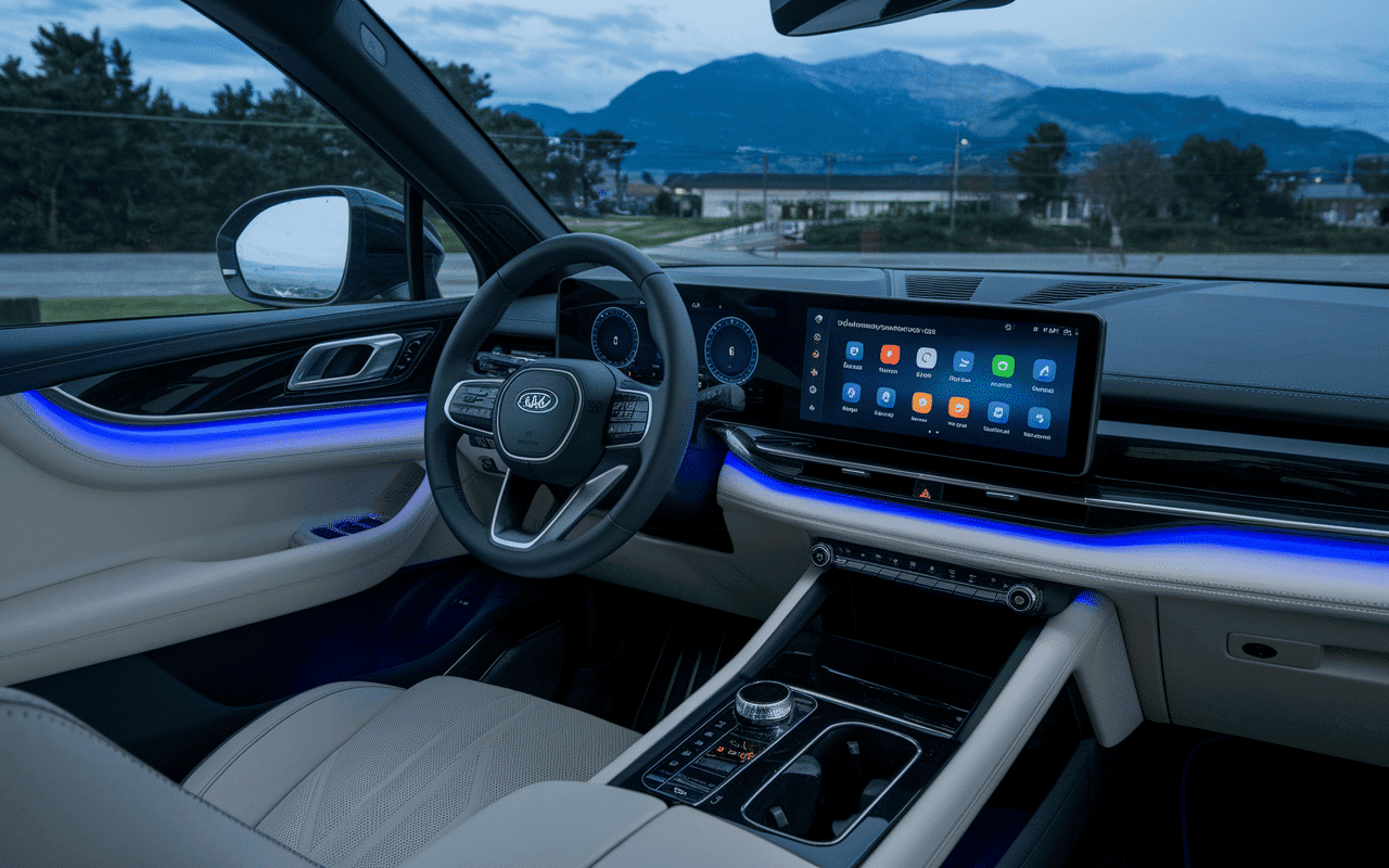 hyundai santa fe automatic interieur levier vitesse et ecran tactile