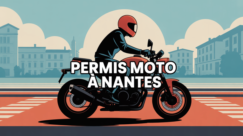 Permis moto Nantes illustration motard route urbaine