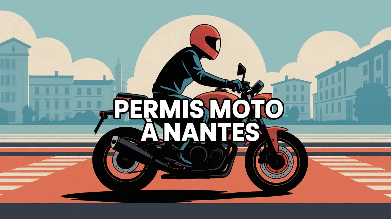 Permis moto Nantes illustration motard route urbaine