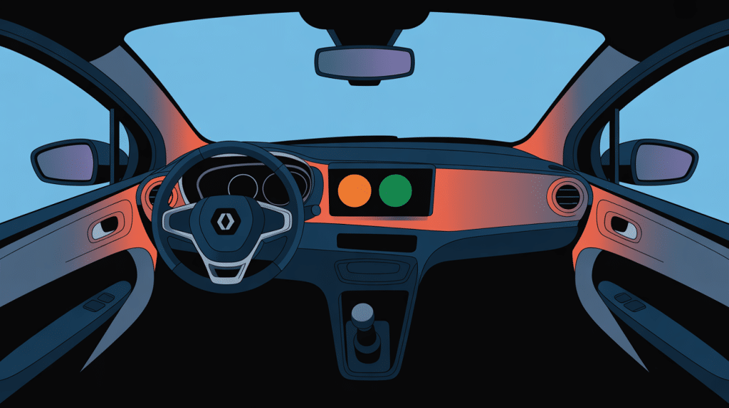 Tableau de bord avec voyants allumés Clio 2