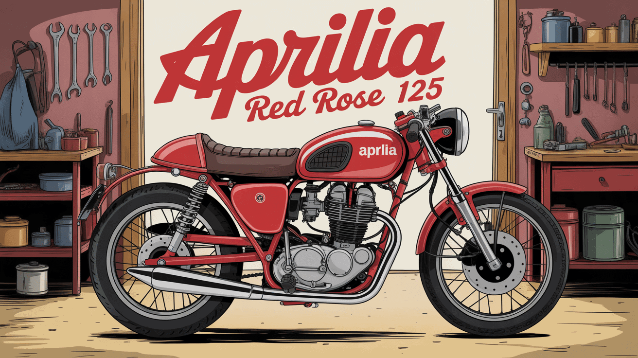 aprilia red rose 125 illustration moto custom vintage
