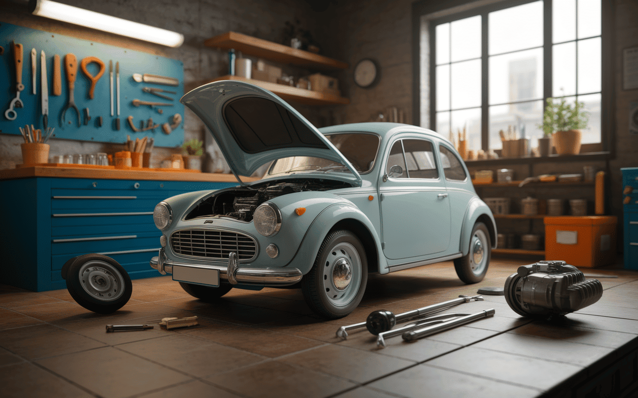 auto mini moke atelier restauration garage retro