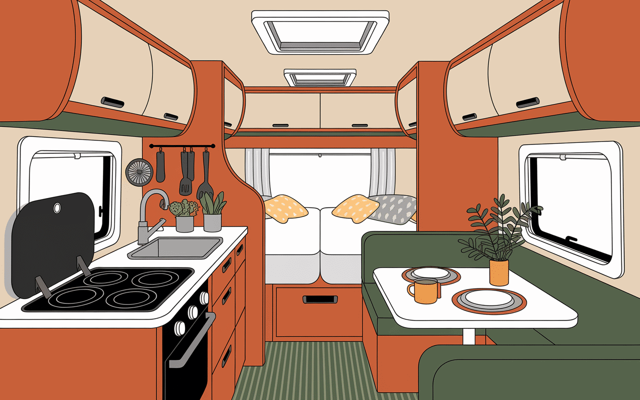 Vue aménagement intérieur camping-car Dacia 2025 prix