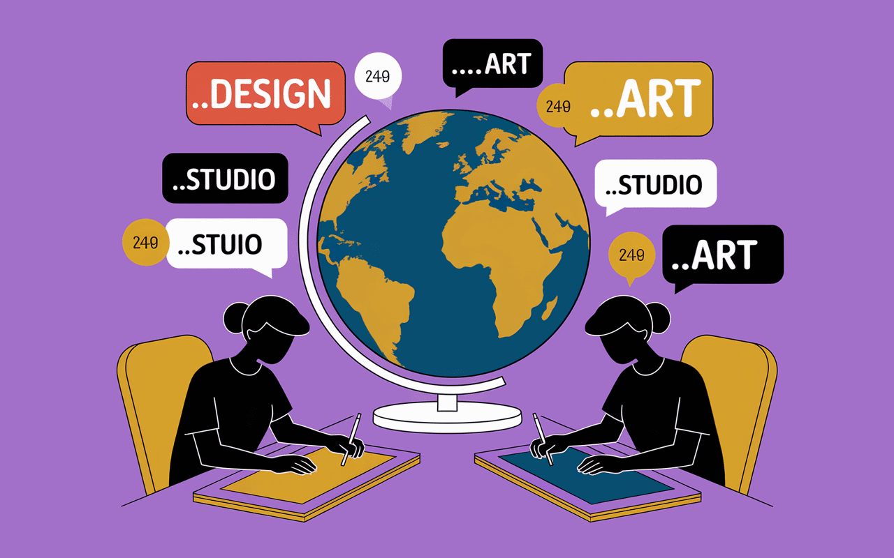 Globe stylisé TLD designs badges numériques