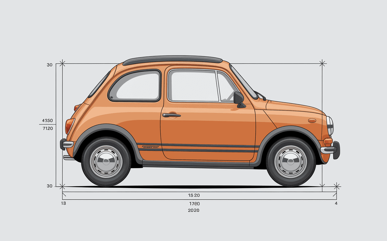 schéma technique dimension fiat 500 profil mesures