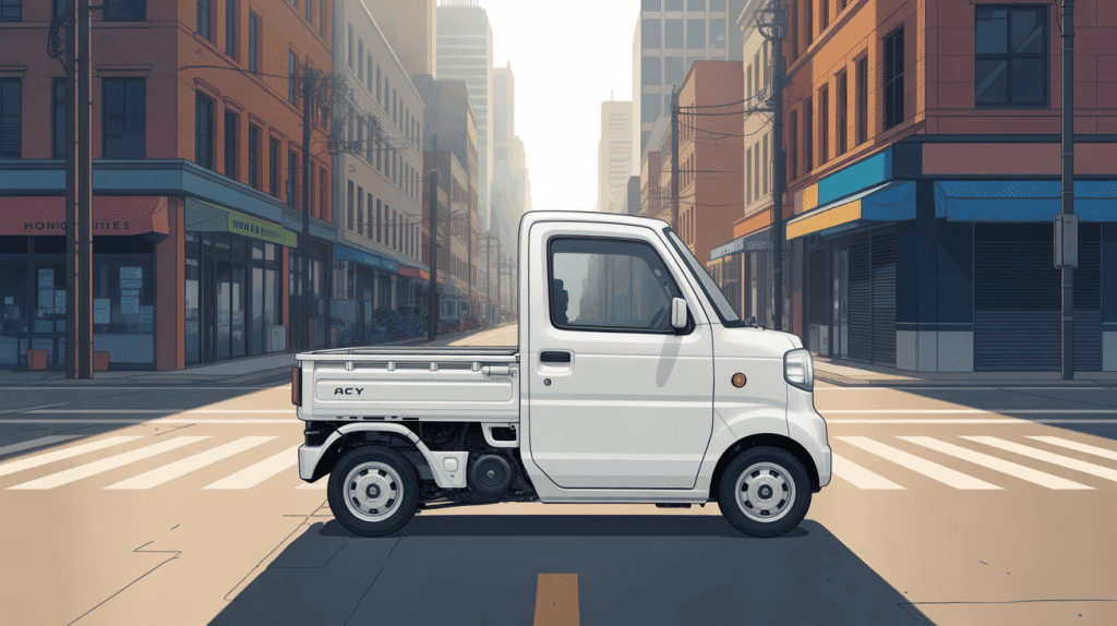 honda acty utilitaire compact blanc stationne rue urbaine