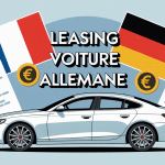 Illustration stylisée leasing voiture Allemagne drapeaux euros