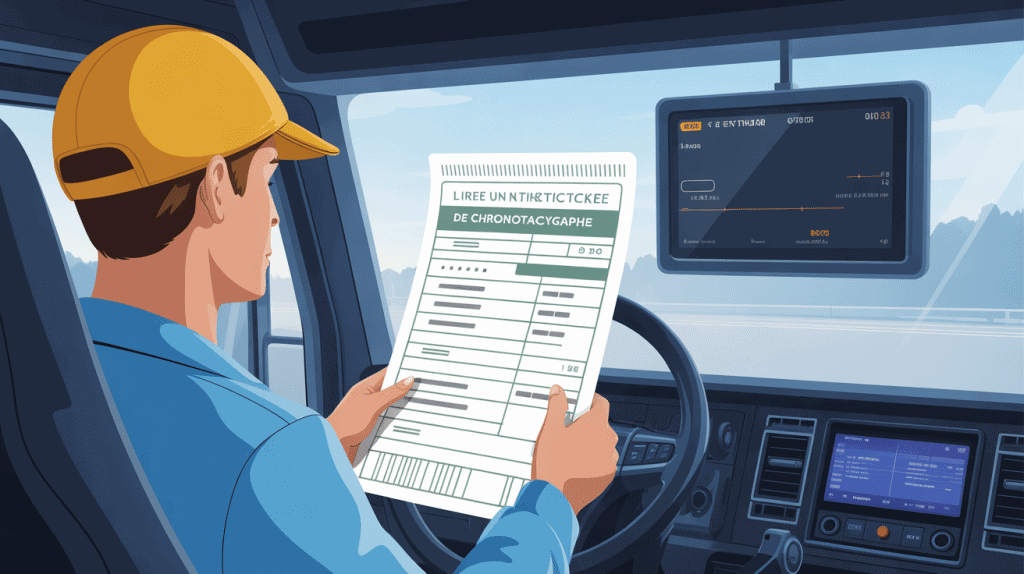 Lire un ticket chronotachygraphe illustration conducteur