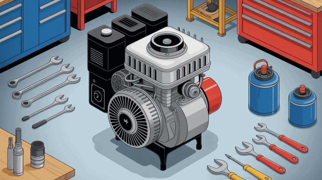 Moteur Loncin avis moderne illustration atelier mécanique