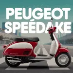 peugeot speedake rouge blanc vintage en ville