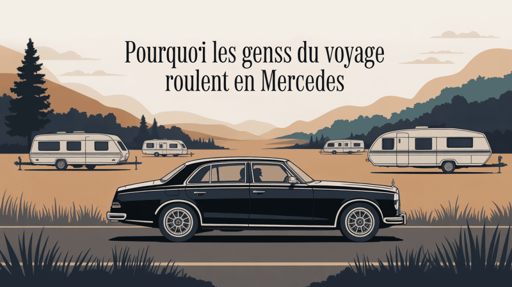 pourquoi les gens du voyage roulent en mercedes illustration luxe route campagne caravane