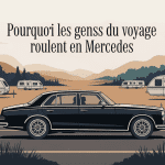 pourquoi les gens du voyage roulent en mercedes illustration luxe route campagne caravane