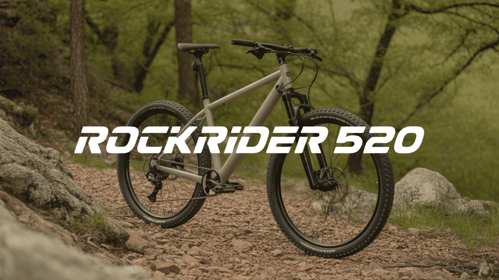 rockrider 520 vtt sur sentier forestier décor naturel