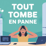Tout tombe en panne autour de moi illustration salon moderne appareils en panne
