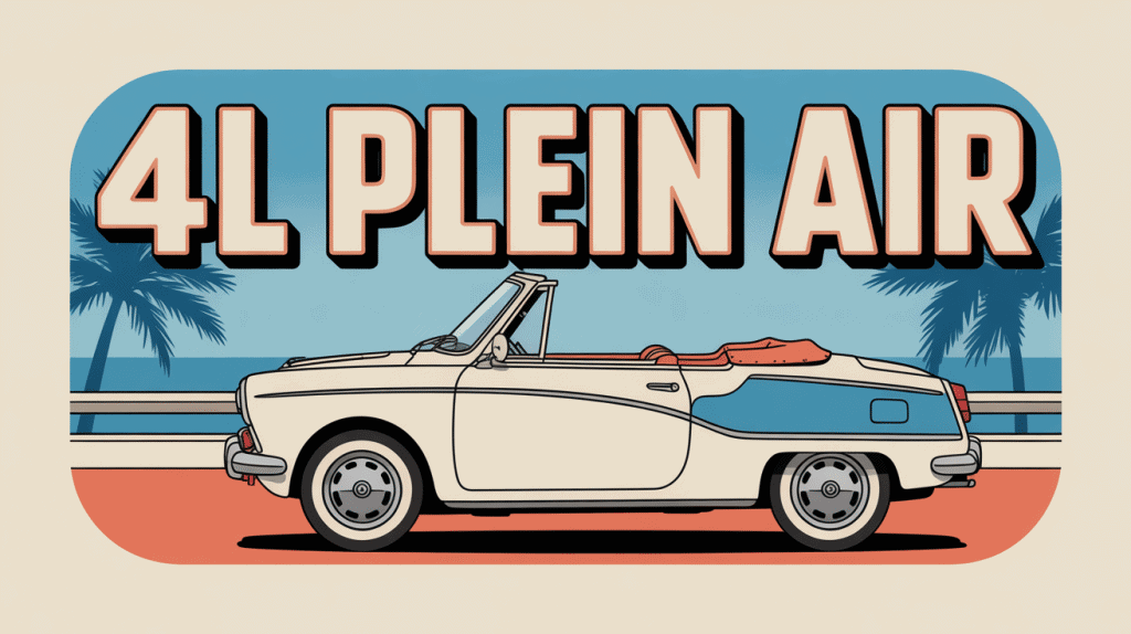 4l plein air cabriolet vintage blanche sur route côtière