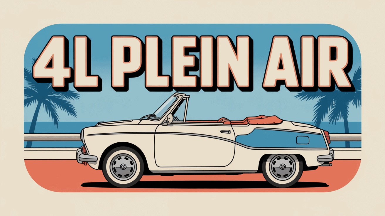 4l plein air cabriolet vintage blanche sur route côtière