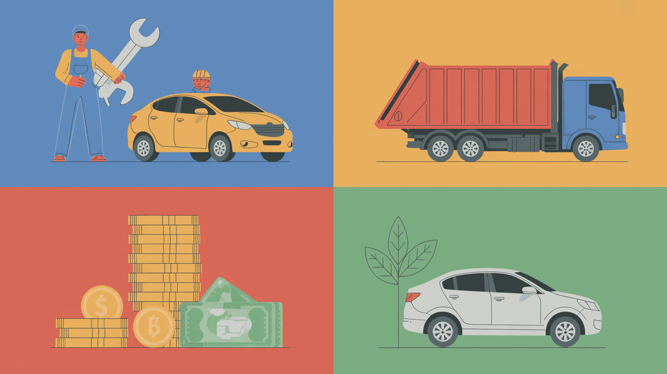 casse auto jo illustration services pièces détachées rachat épave écologie