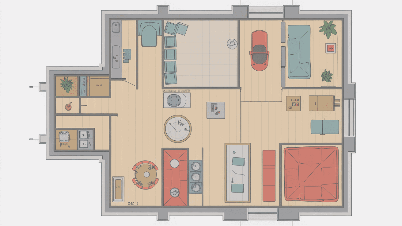Plan appartement circuit espace plus disposition optimisée