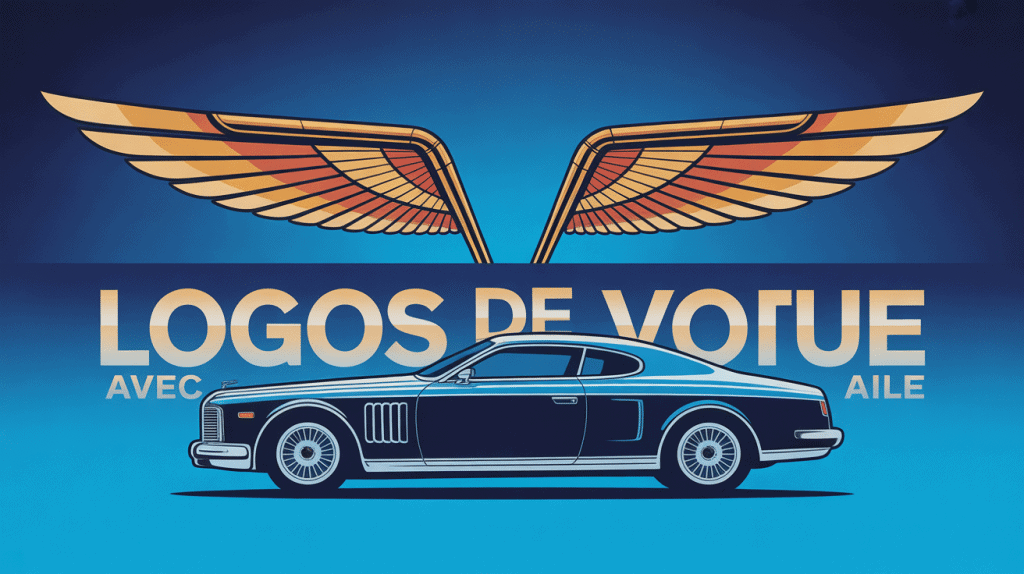 Logo voiture ailes sur voiture de luxe dorée