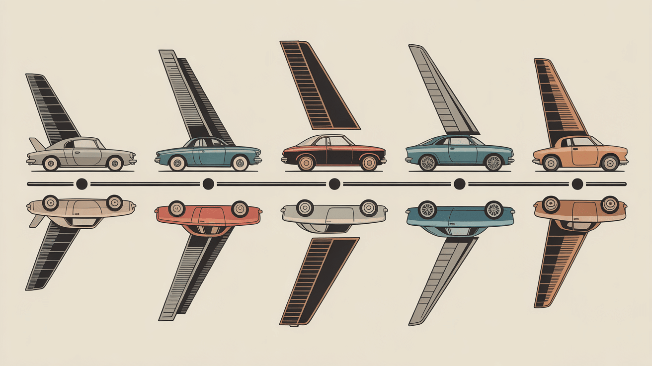 Évolution logo voiture ailes style vintage